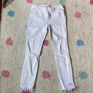 Zara White Ripped Jeans